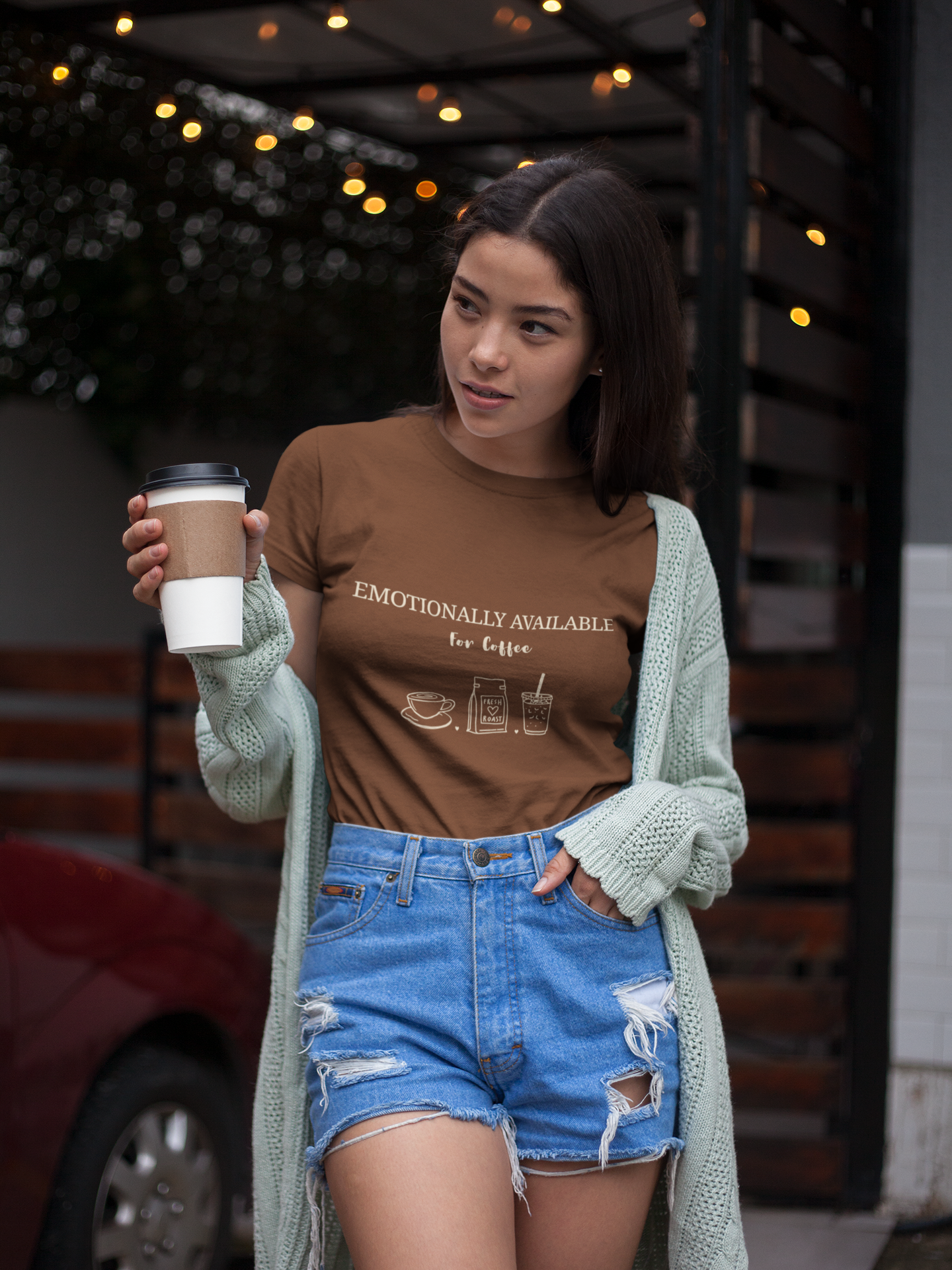 Emotionally Available for Coffee – Comfort Colors Tee